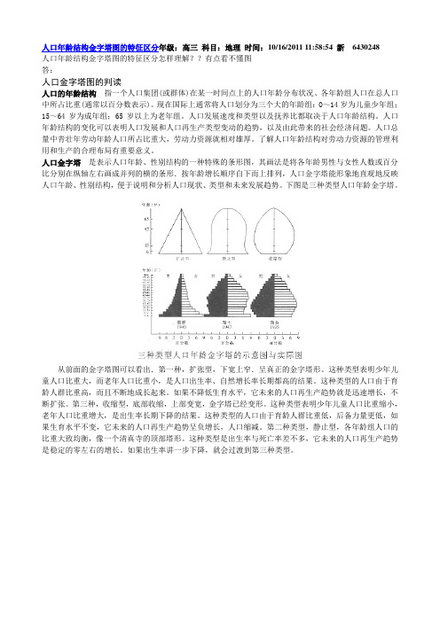 人口年龄结构金字塔图的特征区分