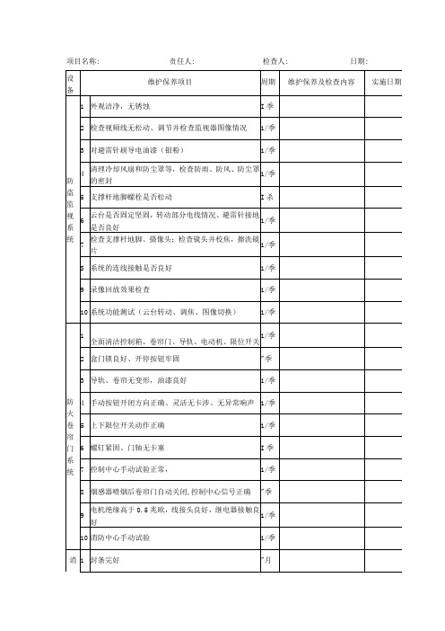 消防设备定期维护保养与检查记录表