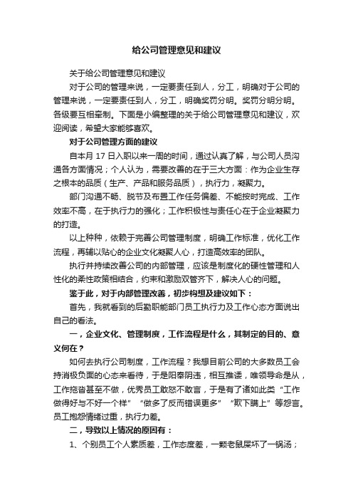 给公司管理意见和建议