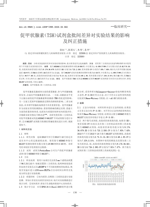 促甲状腺素(TSH)试剂盒批间差异对实验结果的影响及纠正措施