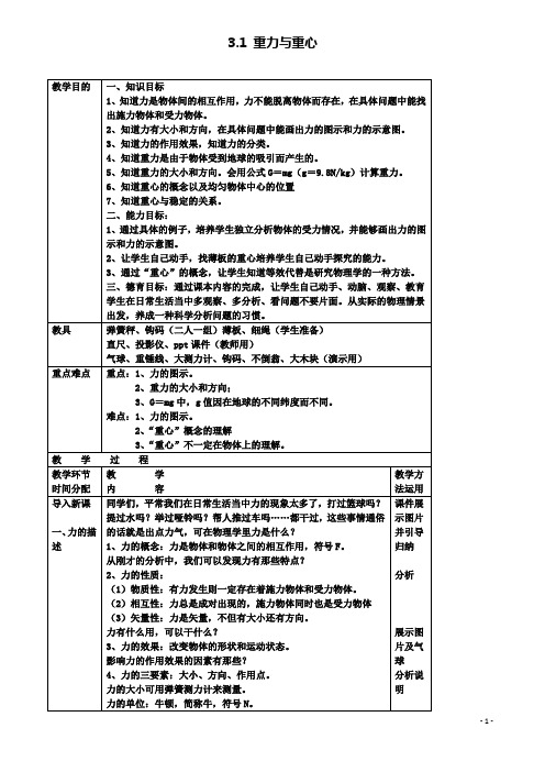 高中物理相互作用重力与重心教案鲁科必修