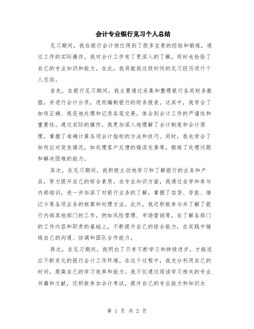 会计专业银行见习个人总结