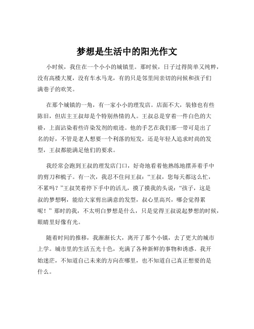 梦想是生活中的阳光作文