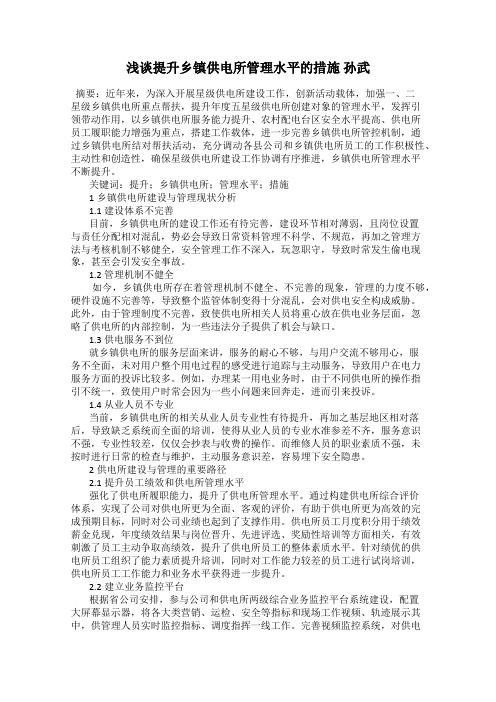 浅谈提升乡镇供电所管理水平的措施 孙武