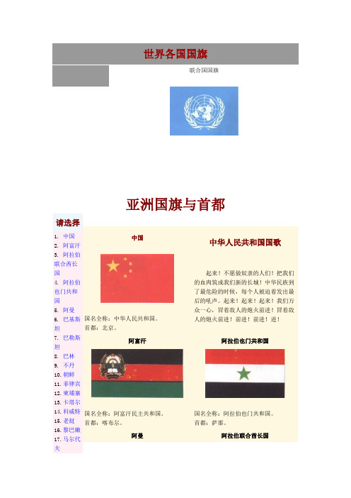 世界各国国旗!表格哦~