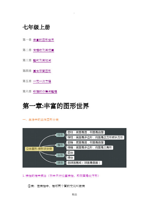 北师大版七年级上数学知识点汇总(精心整理)-北师大版七年级数学知识点