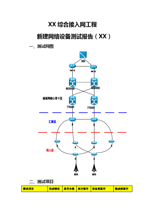 IP RAN网络测试报告 (XXX)