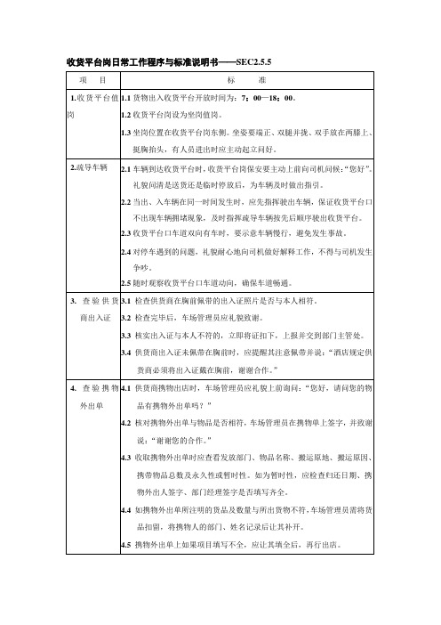 s-w-c--2015物业酒店保安部培训手册-收货平台岗位职责