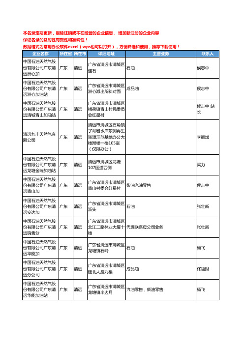 2020新版广东省清远天然气工商企业公司名录名单黄页联系方式大全33家