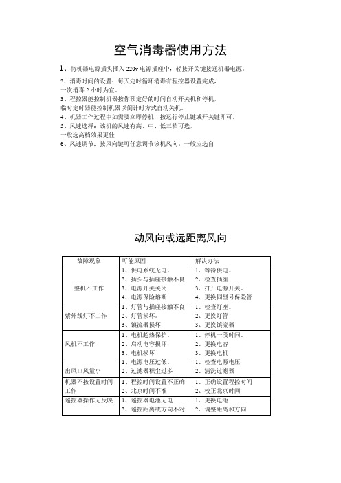 空气消毒器使用方法