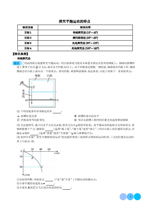 探究平抛运动的特点(解析版)--2024年高考物理一轮复习热点重点难点