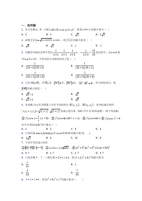 上海莘城学校高中数学选修4-5第二章《重要的不等式》测试(包含答案解析)