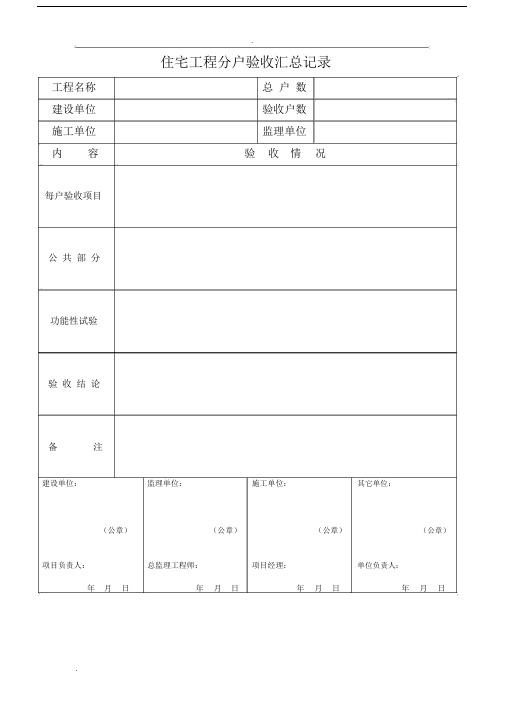 住宅工程质量分户验收检查标准表格.doc