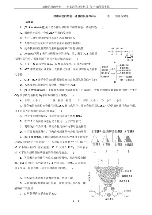 细胞系统的功能——能量的供应和利用--卷一-知能落实练