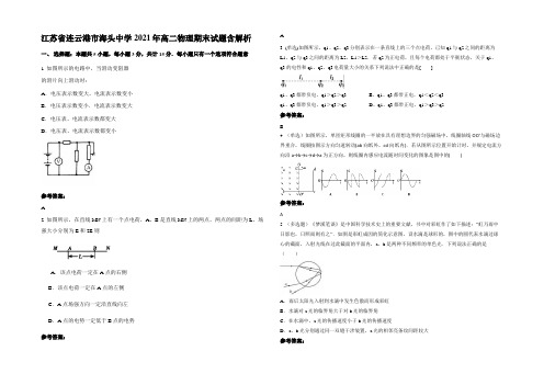 江苏省连云港市海头中学2021年高二物理期末试题含解析