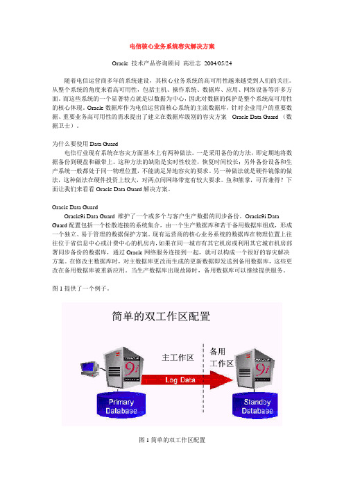 电信核心业务系统容灾解决方案