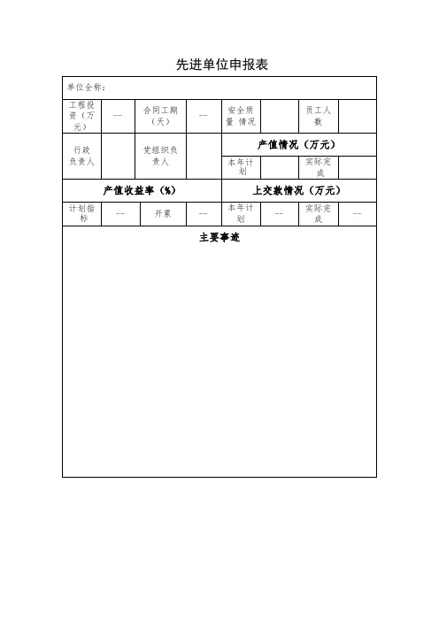 先进单位申报表