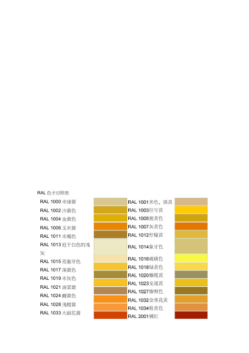 RAL色卡对照表