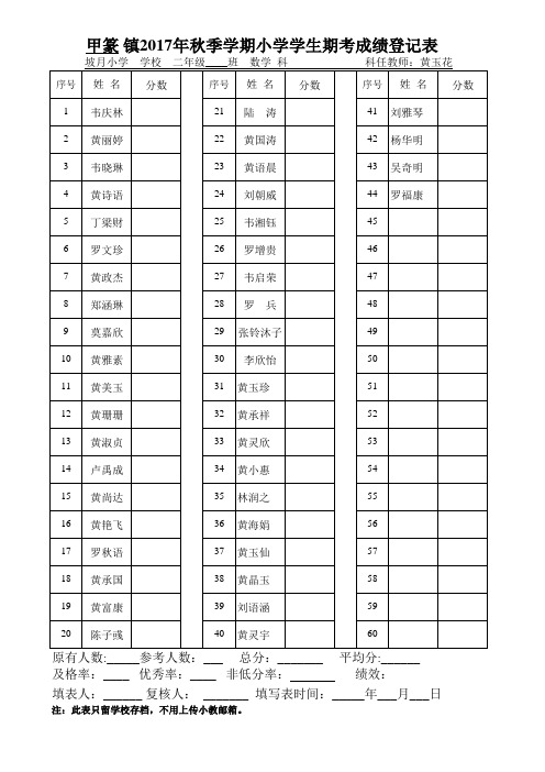 秋季学期期末考试座位表