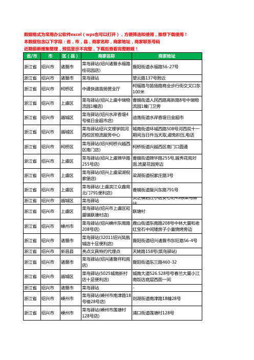 2020新版浙江省绍兴市菜鸟驿站工商企业公司商家名录名单联系电话号码地址大全229家