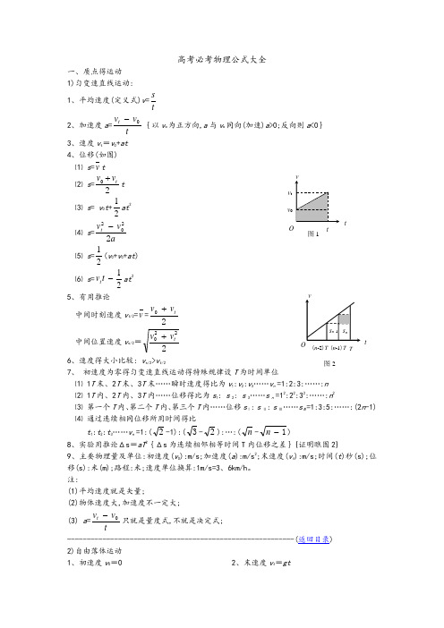 高中物理必考公式大全