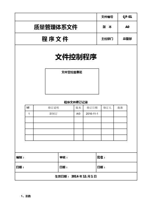 ISO13485：2016文件控制程序