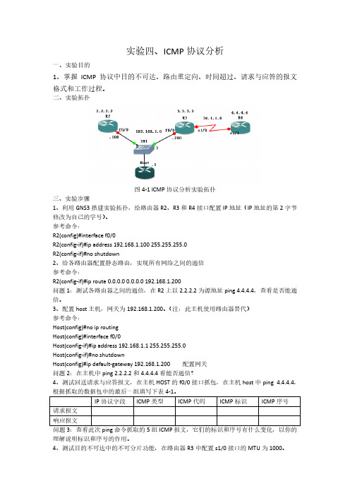 路由协议分析实验四、ICMP协议分析