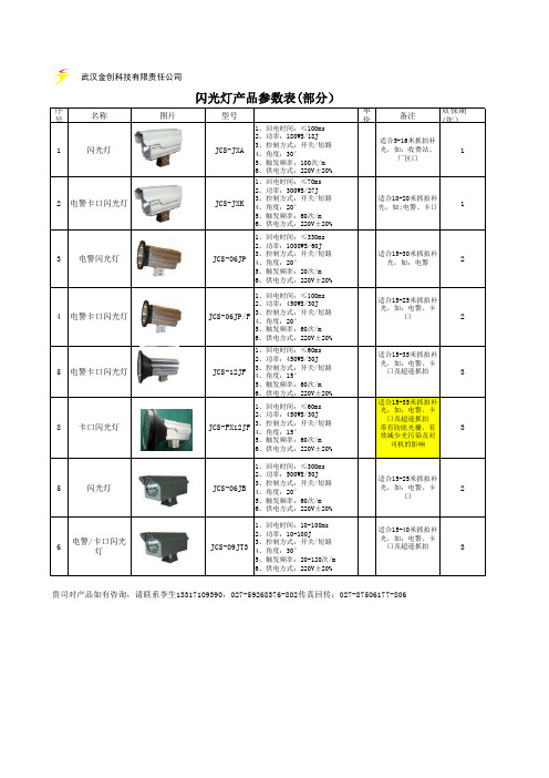 金创爆闪灯产品参数价格表