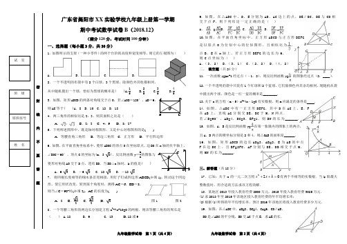 (精品)2018-2019北师大版广东省XX实验中学九年级数学上册期中考试试卷(第一至第六章)B(12月)