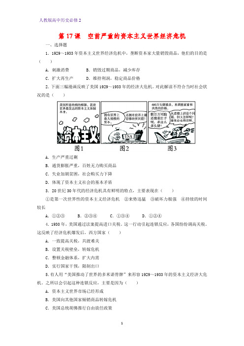 高中历史必修2课时作业9：第17课  空前严重的资本主义世界经济危机练习题