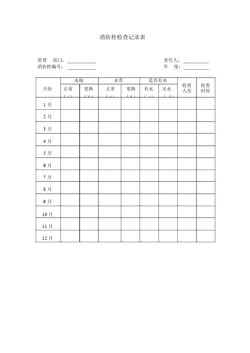 消防栓及灭火器安全检查表格