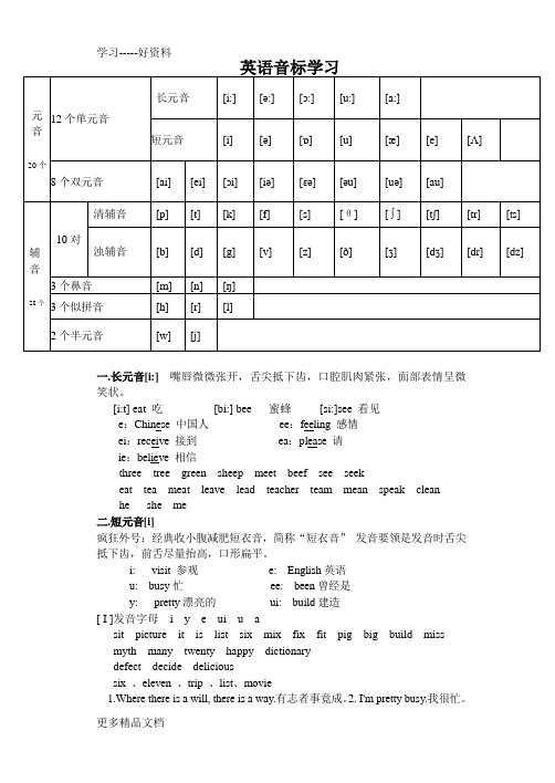 英语48个国际音标的总结汇编