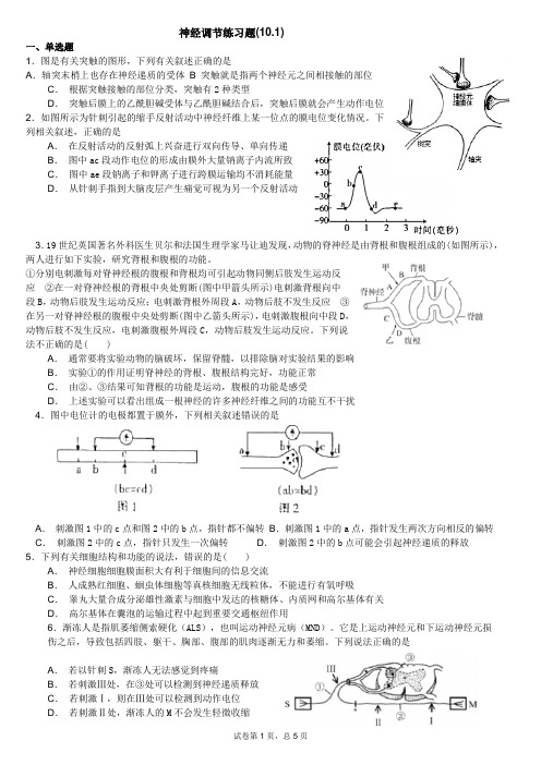 神经调节练习题(10