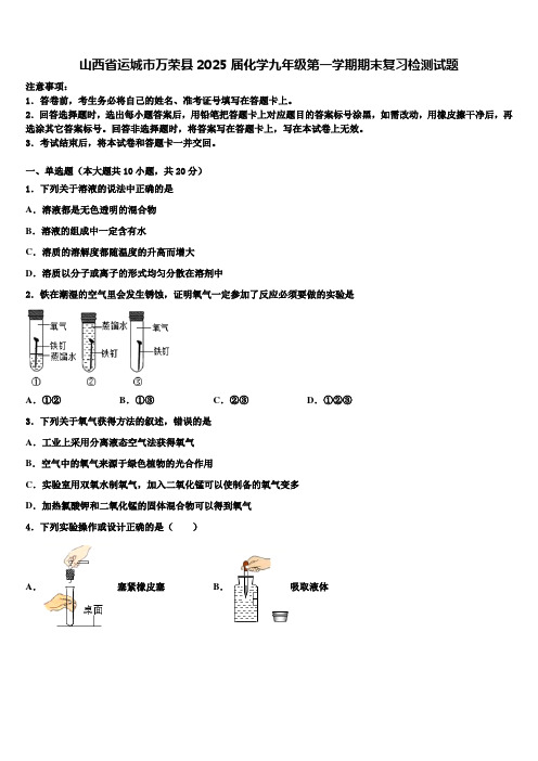 山西省运城市万荣县2025届化学九年级第一学期期末复习检测试题含解析