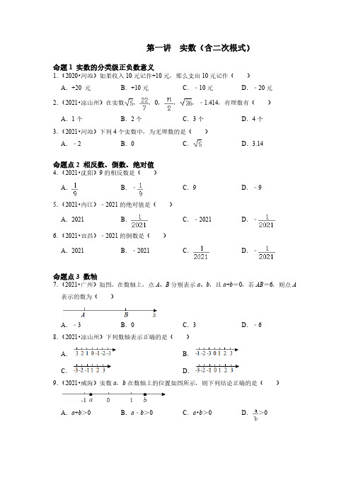 第一讲 实数(含二次根式)(原卷版)