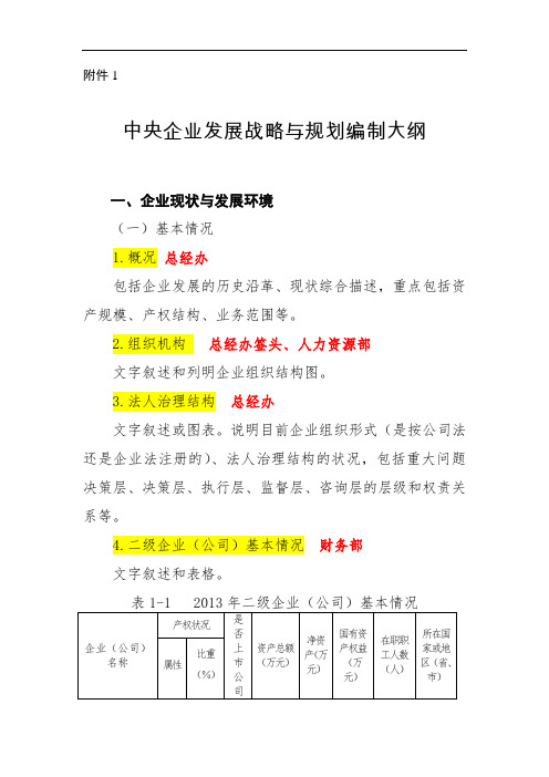 中央企业发展战略与规划编制大纲