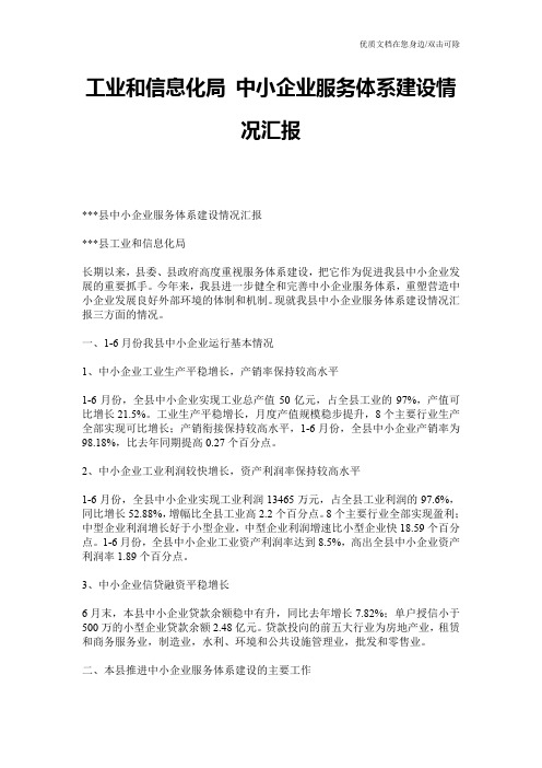 工业和信息化局 中小企业服务体系建设情况汇报