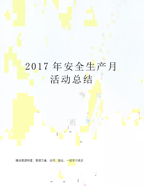 2017年安全生产月活动总结