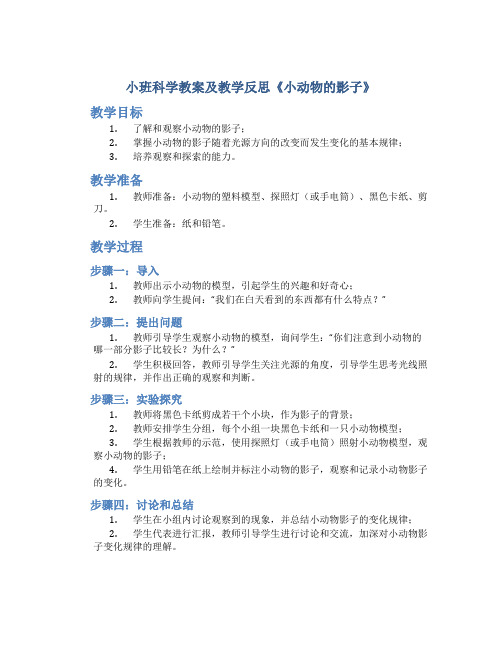 小班科学教案及教学反思《小动物的影子》