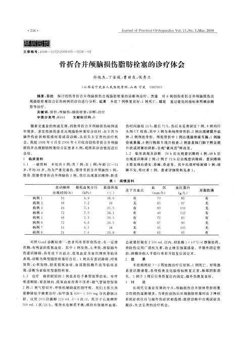 骨折合并颅脑损伤脂肪栓塞的诊疗体会