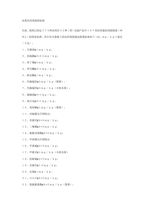 水果农药残留新标准