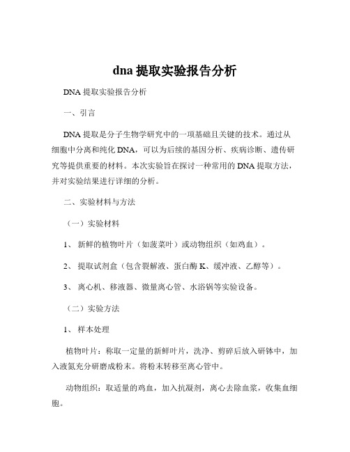 dna提取实验报告分析