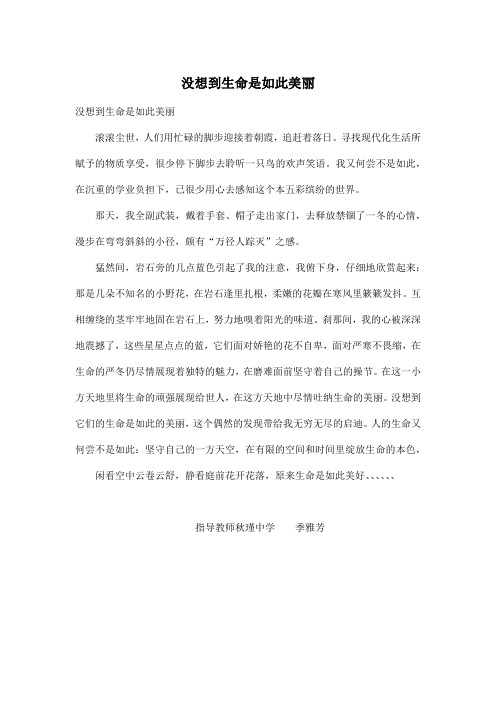 没想到生命是如此美丽_初中初三作文500字