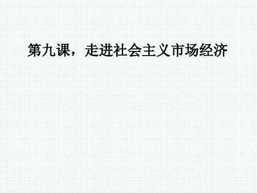 2020届政治一轮复习,第九课,走进社会主义市场经济