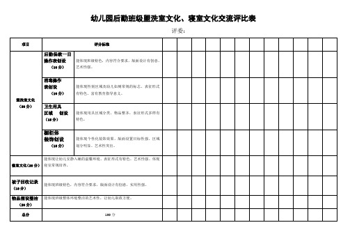 班级文化布置评比表