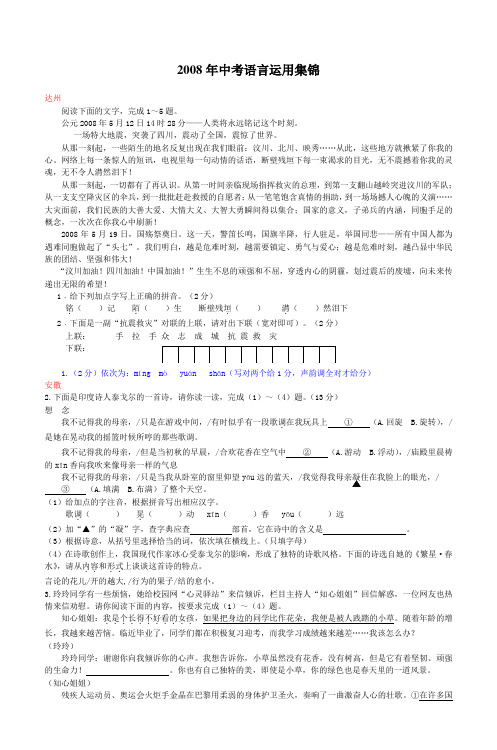 2008年中考语言运用集锦