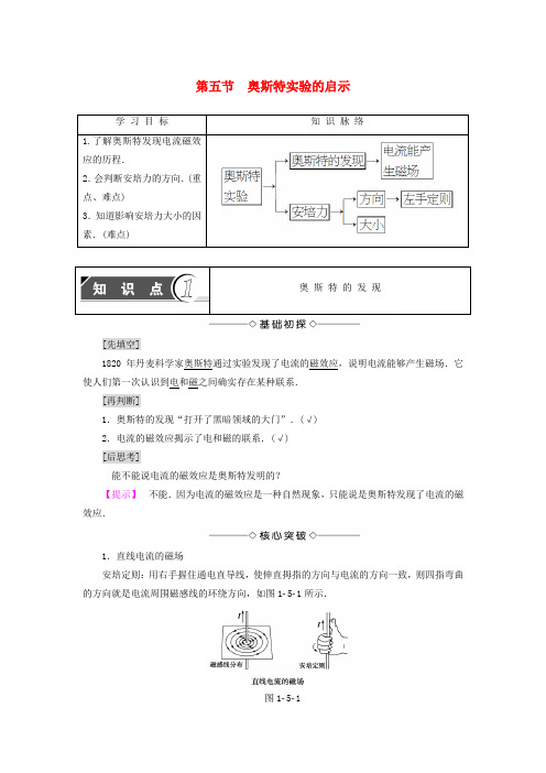 2018版高中物理第1章电与磁第5节奥斯特实验的启示学案粤教版