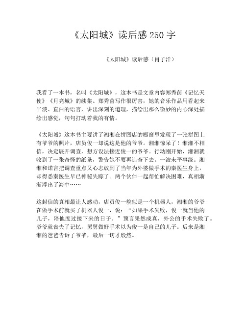 《太阳城》读后感250字