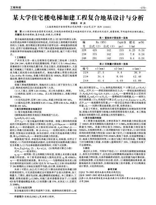 某大学住宅楼电梯加建工程复合地基设计与分析