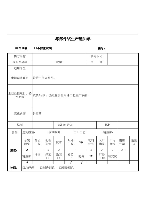 试生产通知单